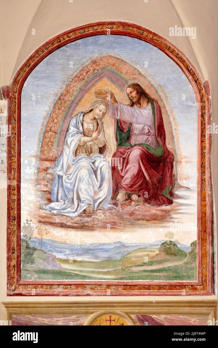 Incoronazione di Maria   - affresco - Sodoma - 1505  - Monte Oliveto Maggiore (Si)  ,Italia, Abbazia Olivetana Stock Photo