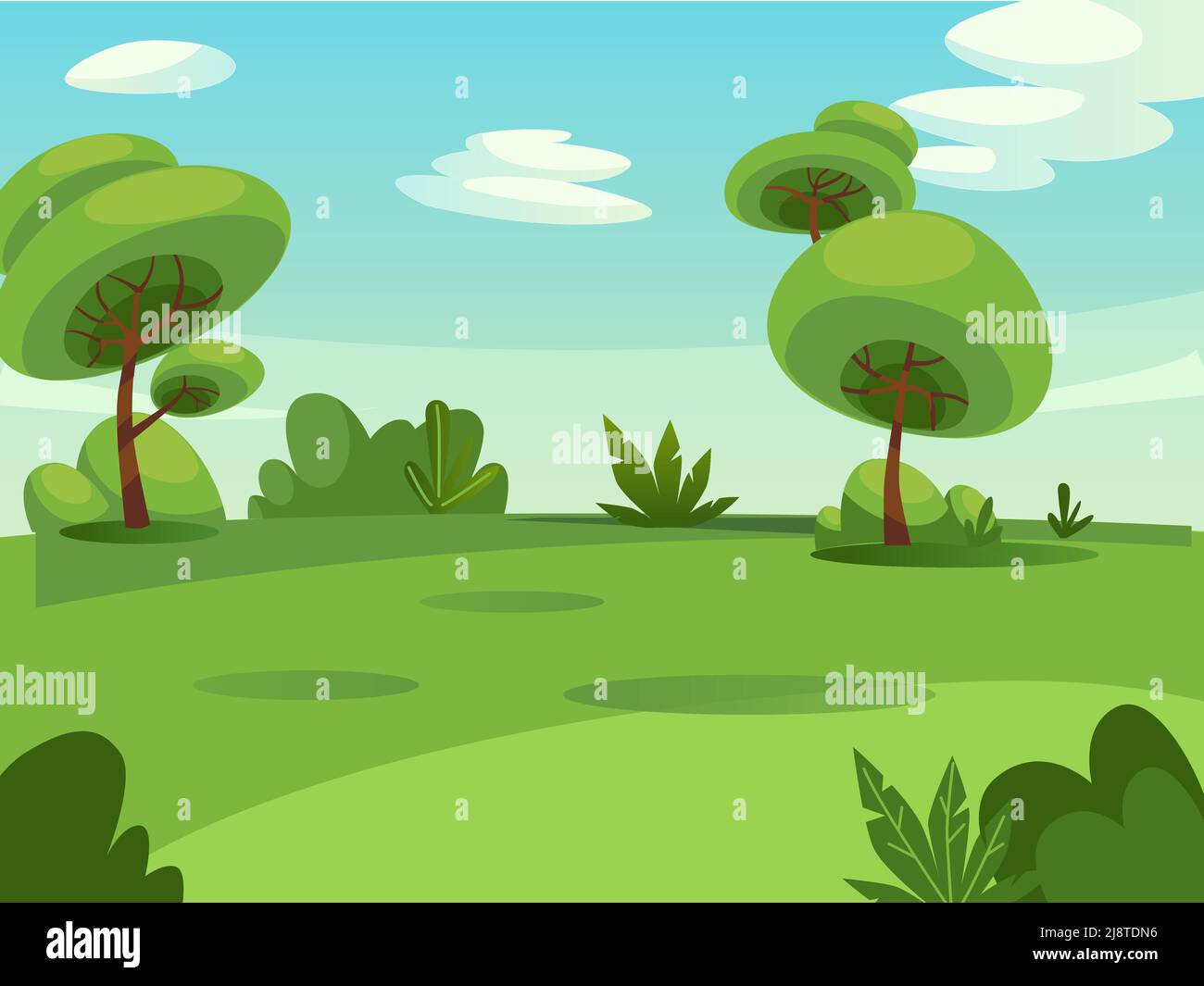Flat cartoon forest scenery,landscape objects,city park elements vector illustration concept Stock Vector