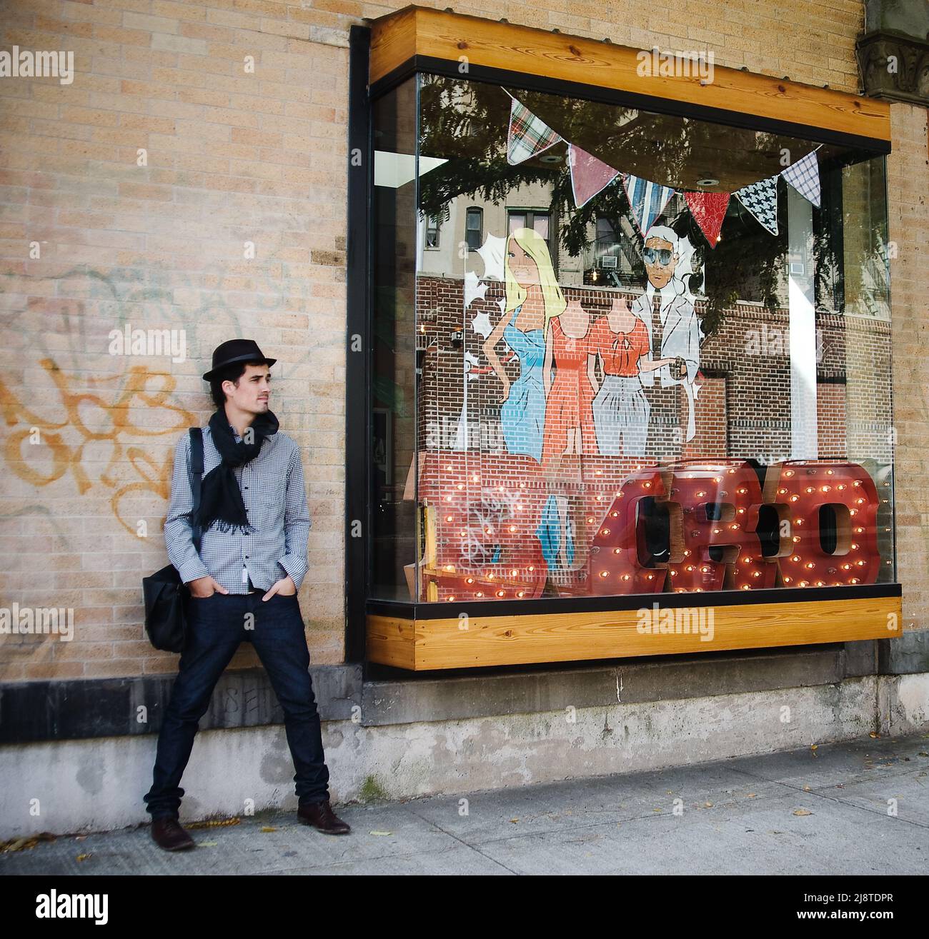 Man in front of a clothing store in Williamsburg, Brooklyn, New York City Stock Photo Alamy