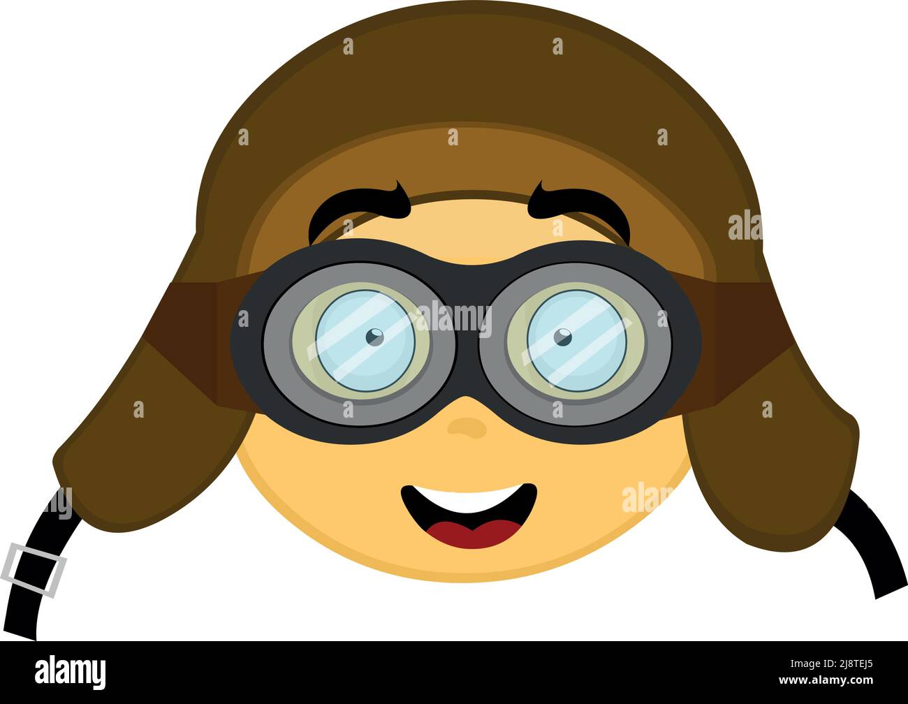 Vector illustration of the face of a cartoon character with goggles and aviator hat Stock Vector