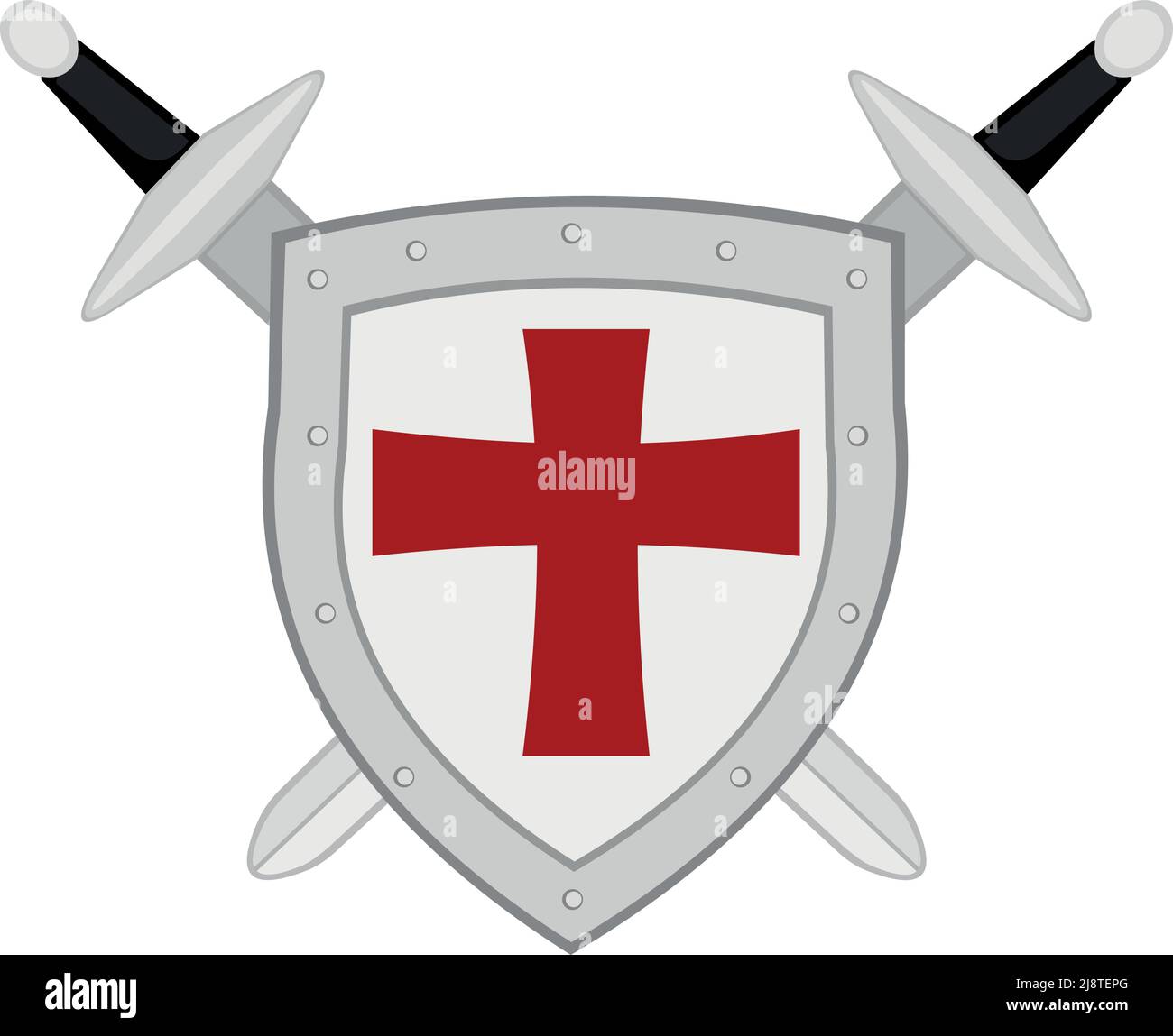 Vector illustration of crossed swords and a medieval warrior shield Stock Vector