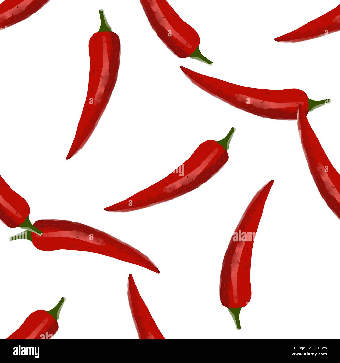 Seamless pattern with chili illustration on a white background Stock Vector