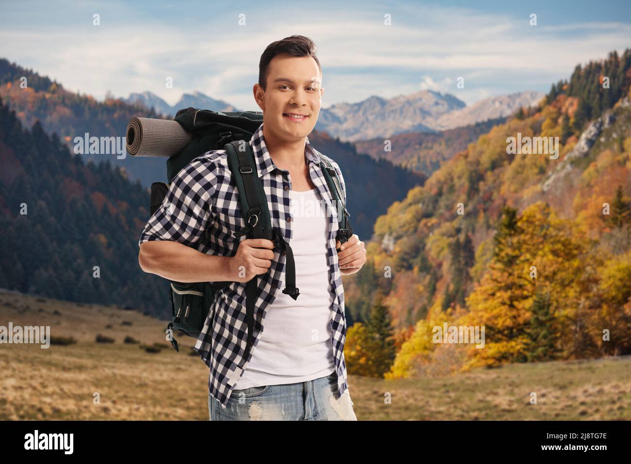 Man hiker backpack climbing hi-res stock photography and images - Alamy