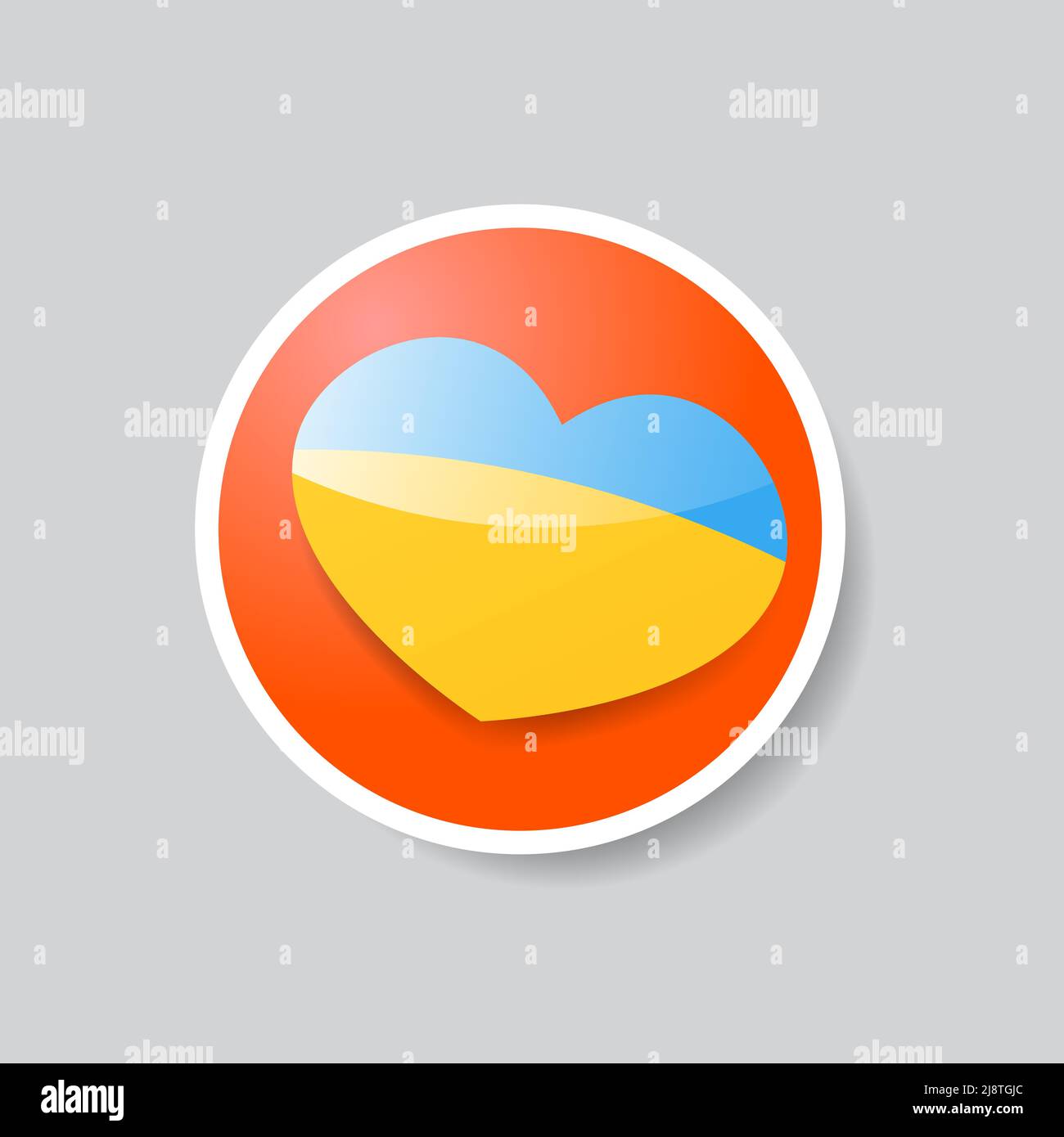 Heart Ukrainian flag icon on gray background. Vector illustration . Stock Vector