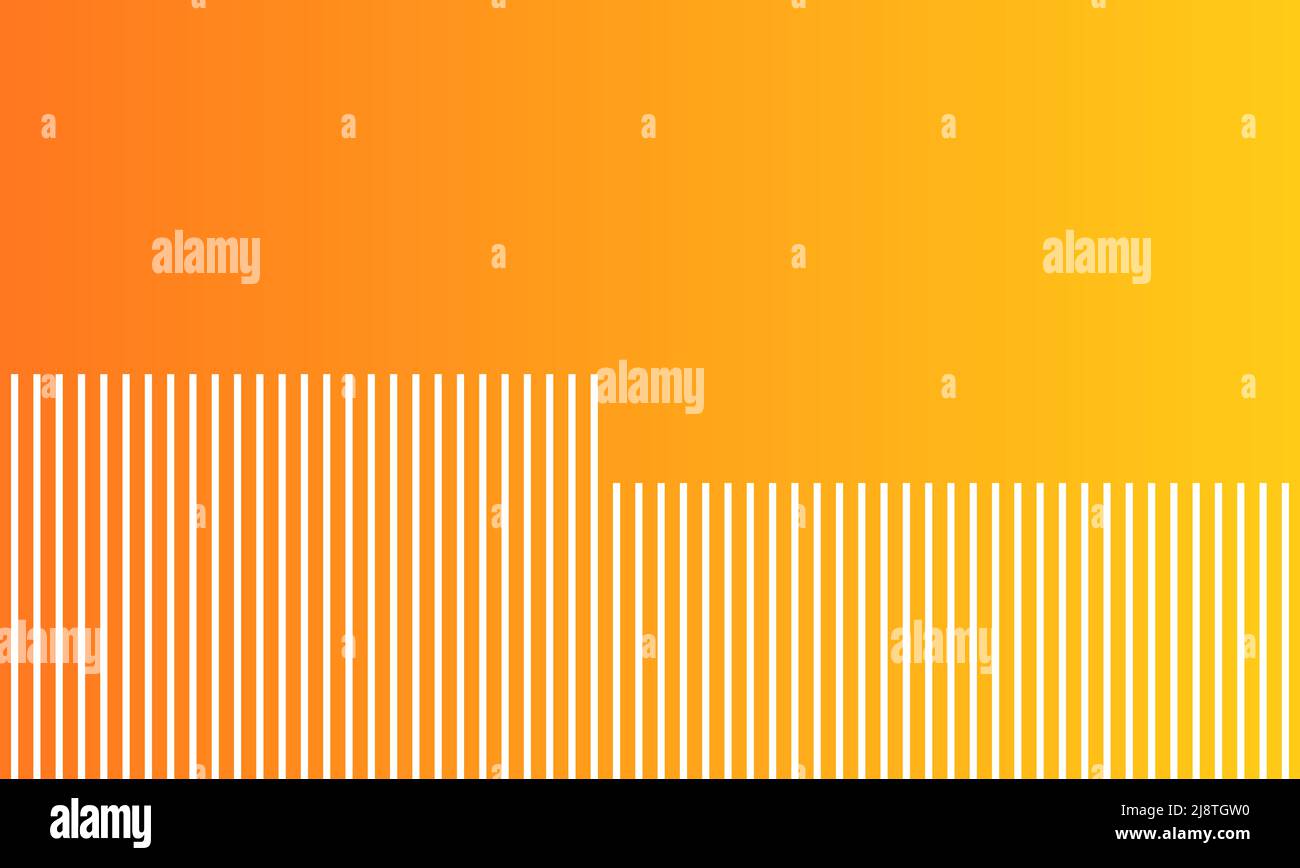 Orange and yellow ombre gradient sunset colors background with striped pattern. Vector