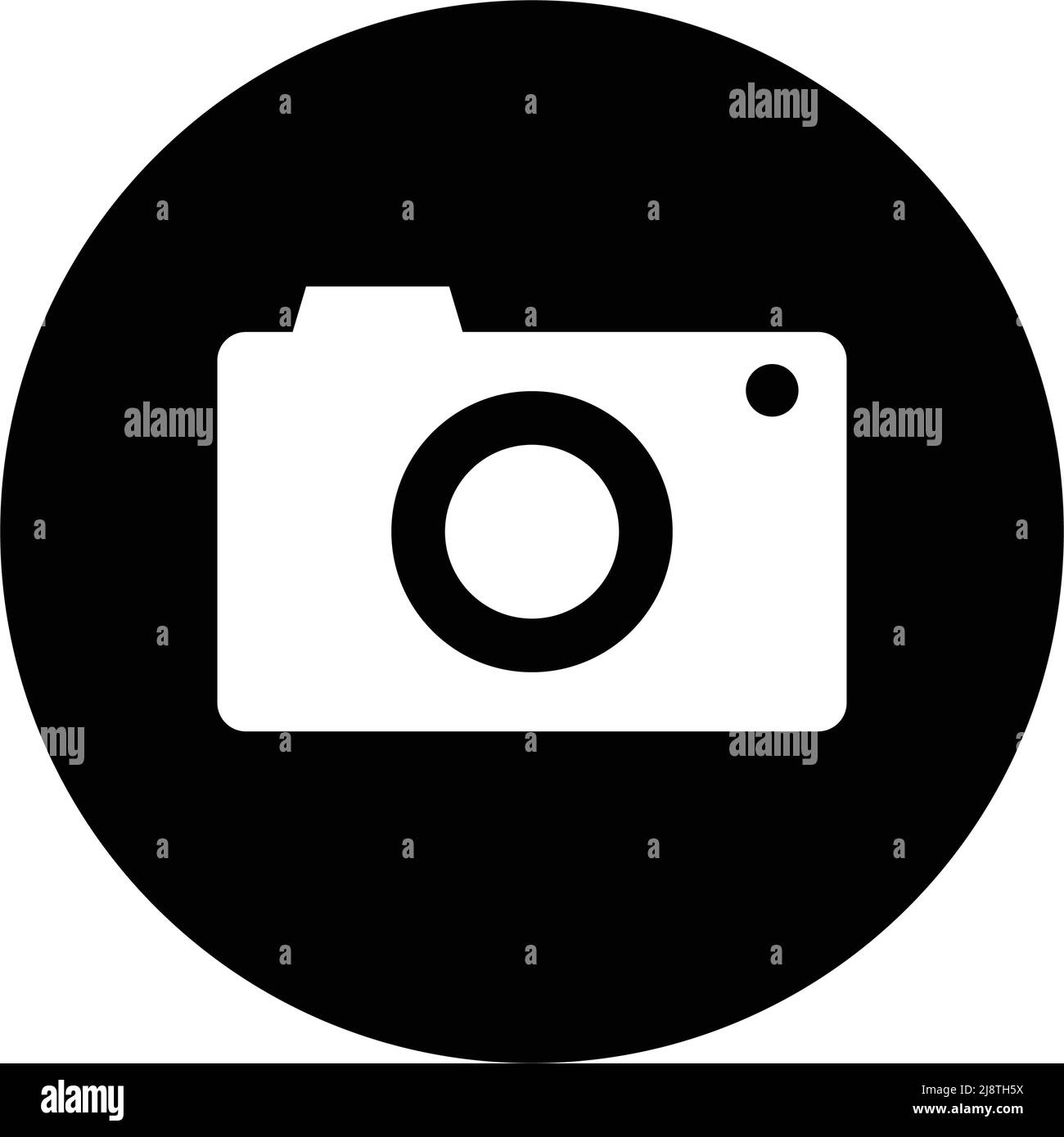 Camera icon with black circle. Editable vector. Stock Vector