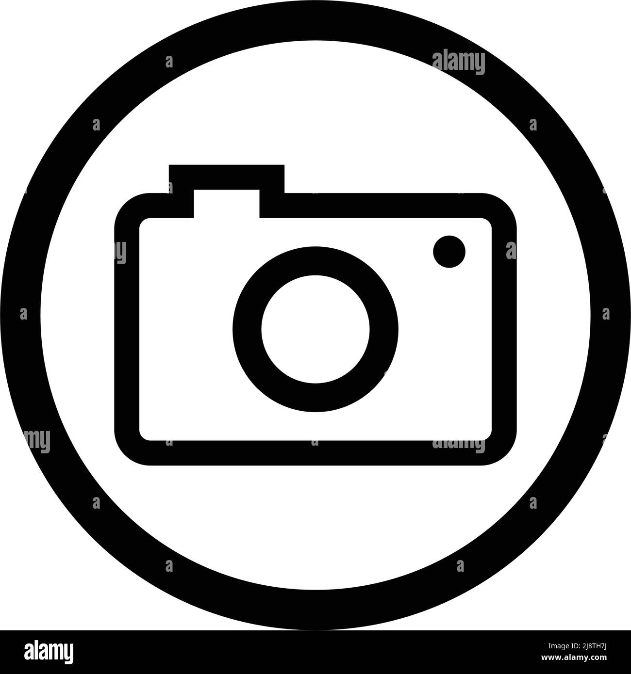 Camera icon in a round circle. Editable vector. Stock Vector
