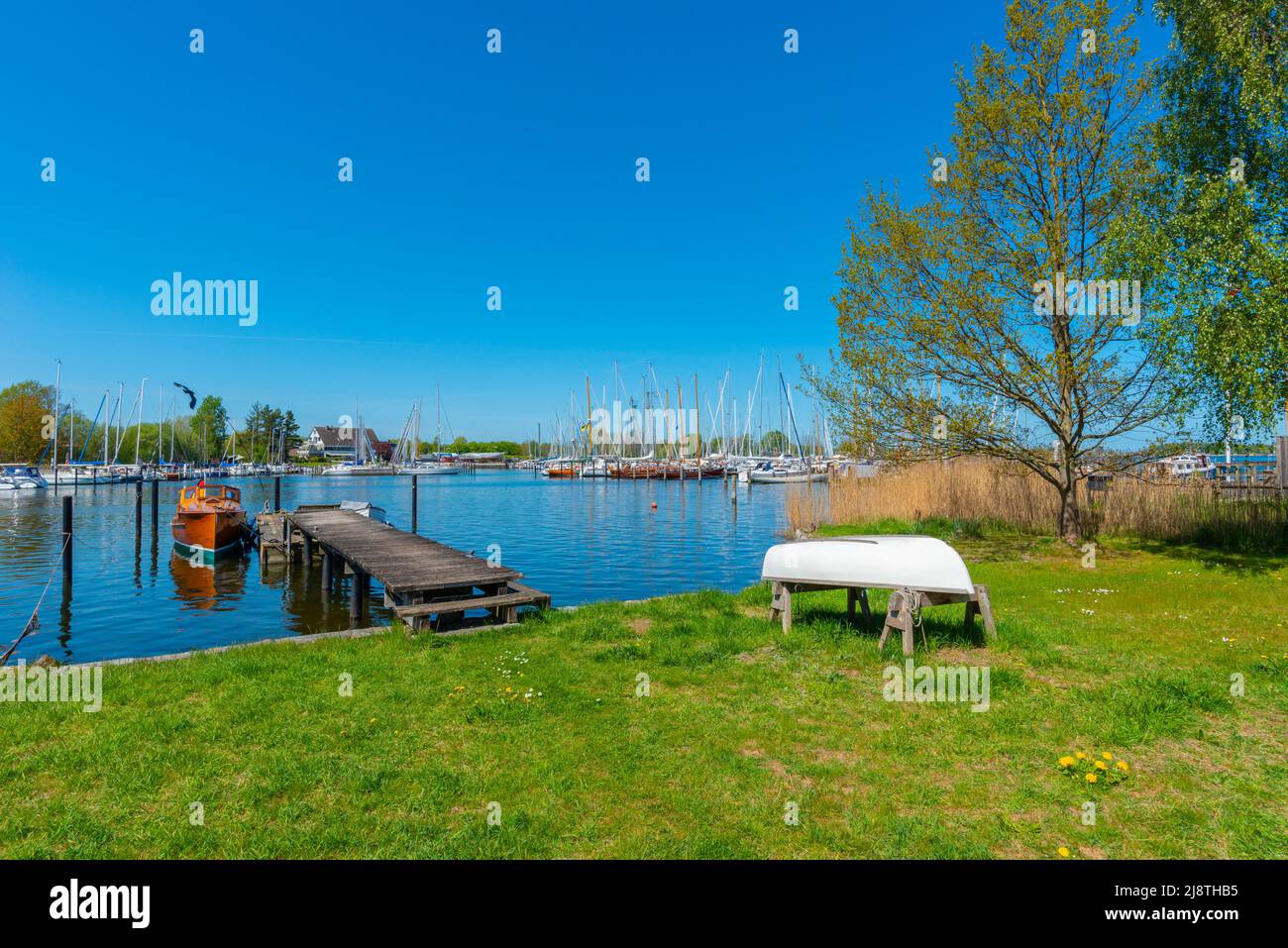 Marina of Arnis on the Schlei Fjord, Germany´s smallest town with about 300 inhabitants, Schleswig-Holstein, Northern Germany, Europe Stock Photo