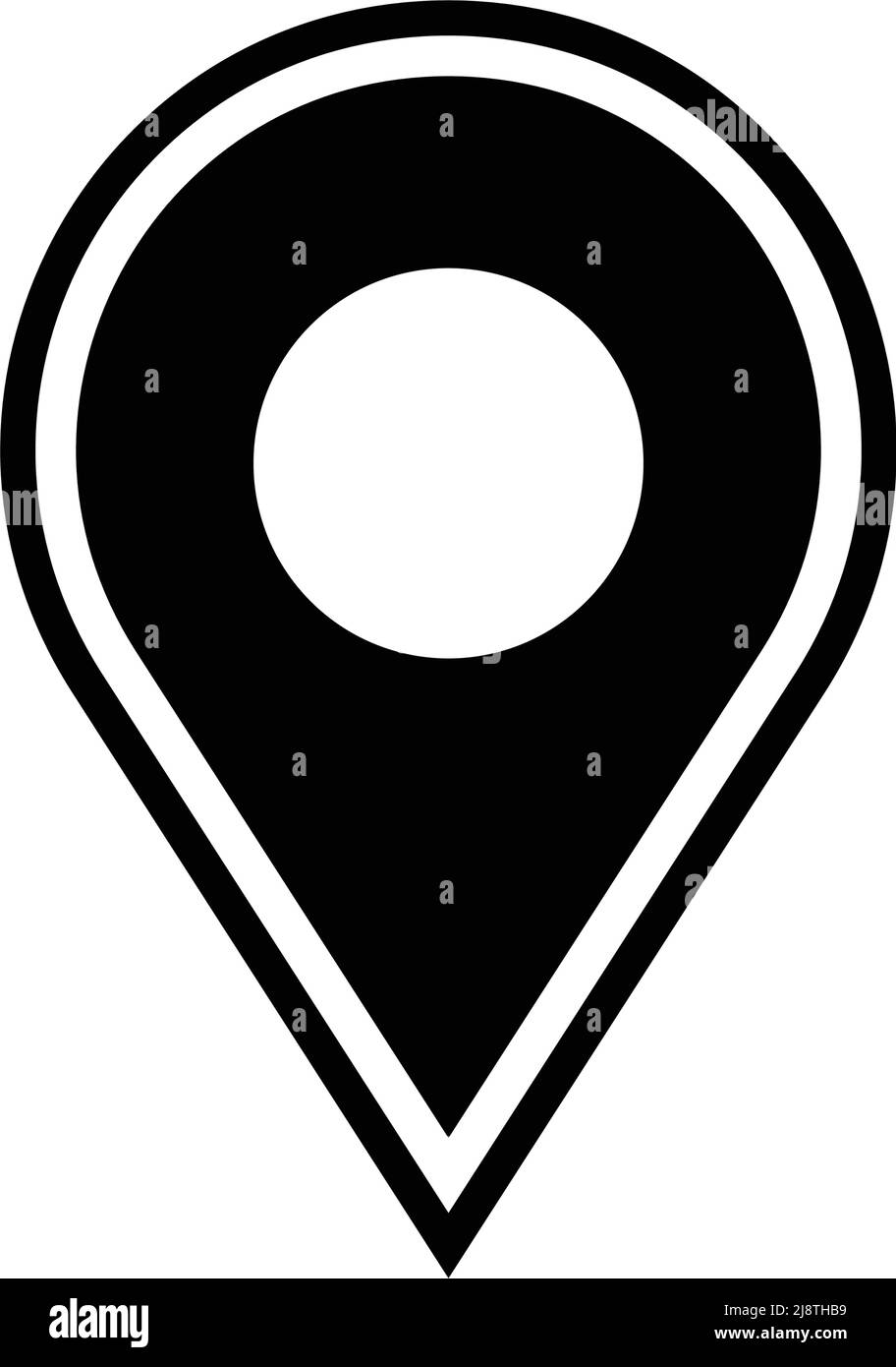 Pin icon on black map. Editable vector Stock Vector Image & Art - Alamy