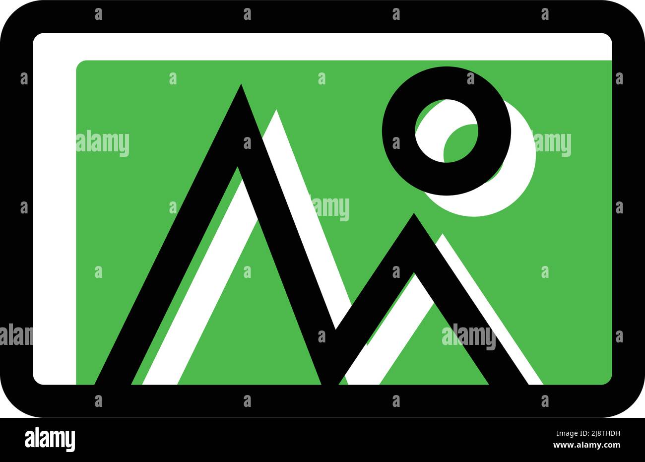 Green stylish photo icon. Editable vector. Stock Vector