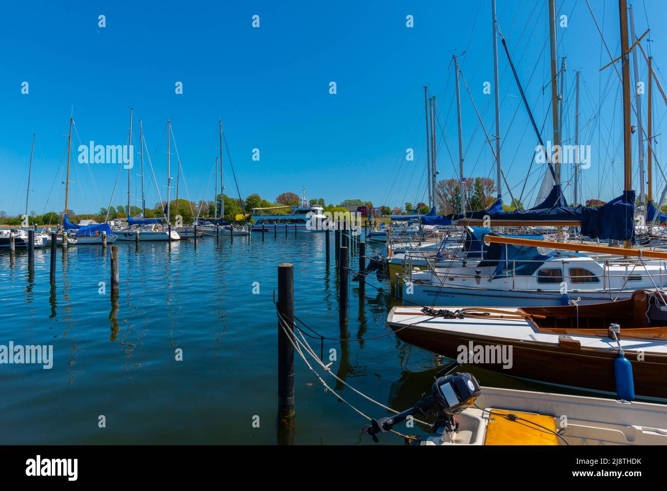 Marina of Arnis on the Schlei Fjord, Germany´s smallest town with about 300 inhabitants, Schleswig-Holstein, Northern Germany, Europe Stock Photo