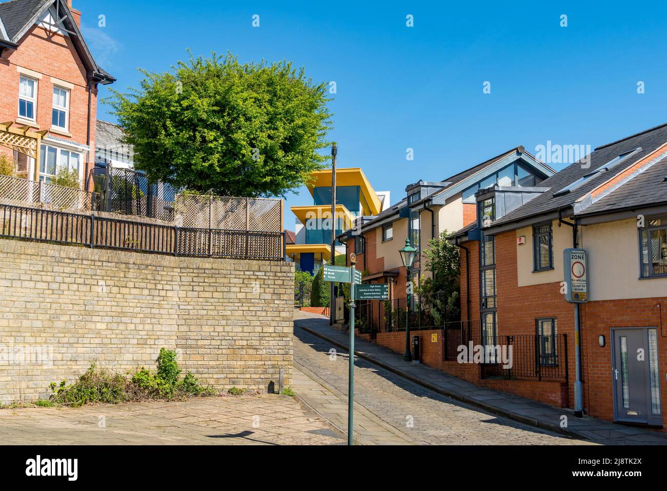 Strelitzia house through modern residential properties and large older residence Michaelgate Lincoln 2022 Stock Photo