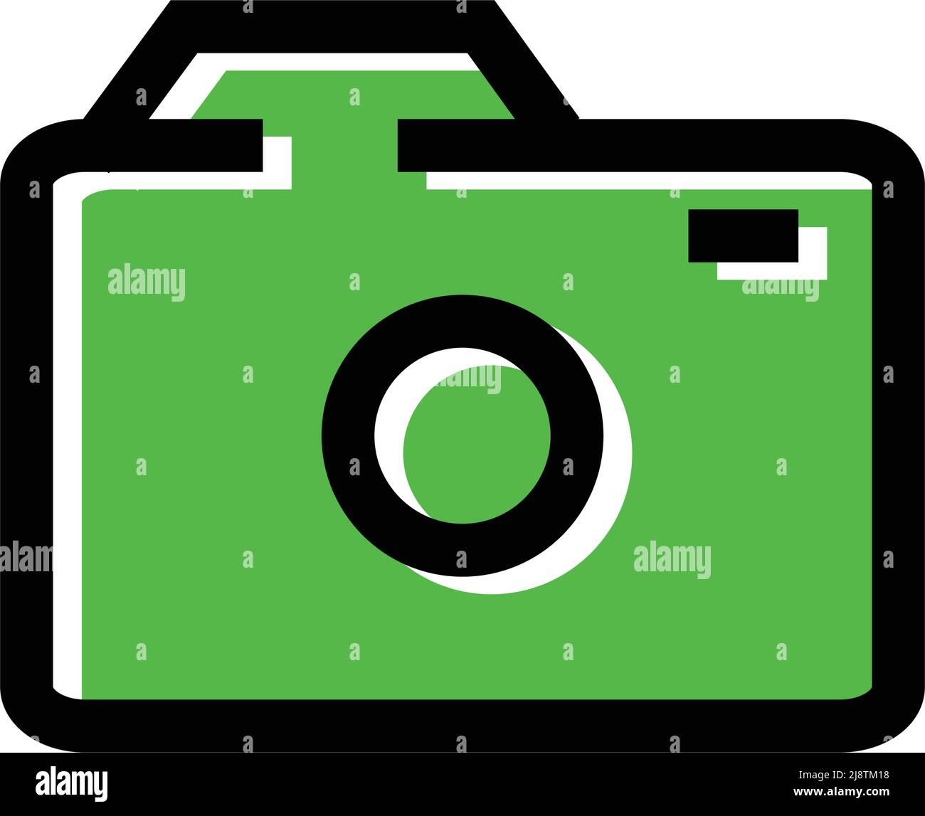 Stylish green camera icon. Editable vector. Stock Vector