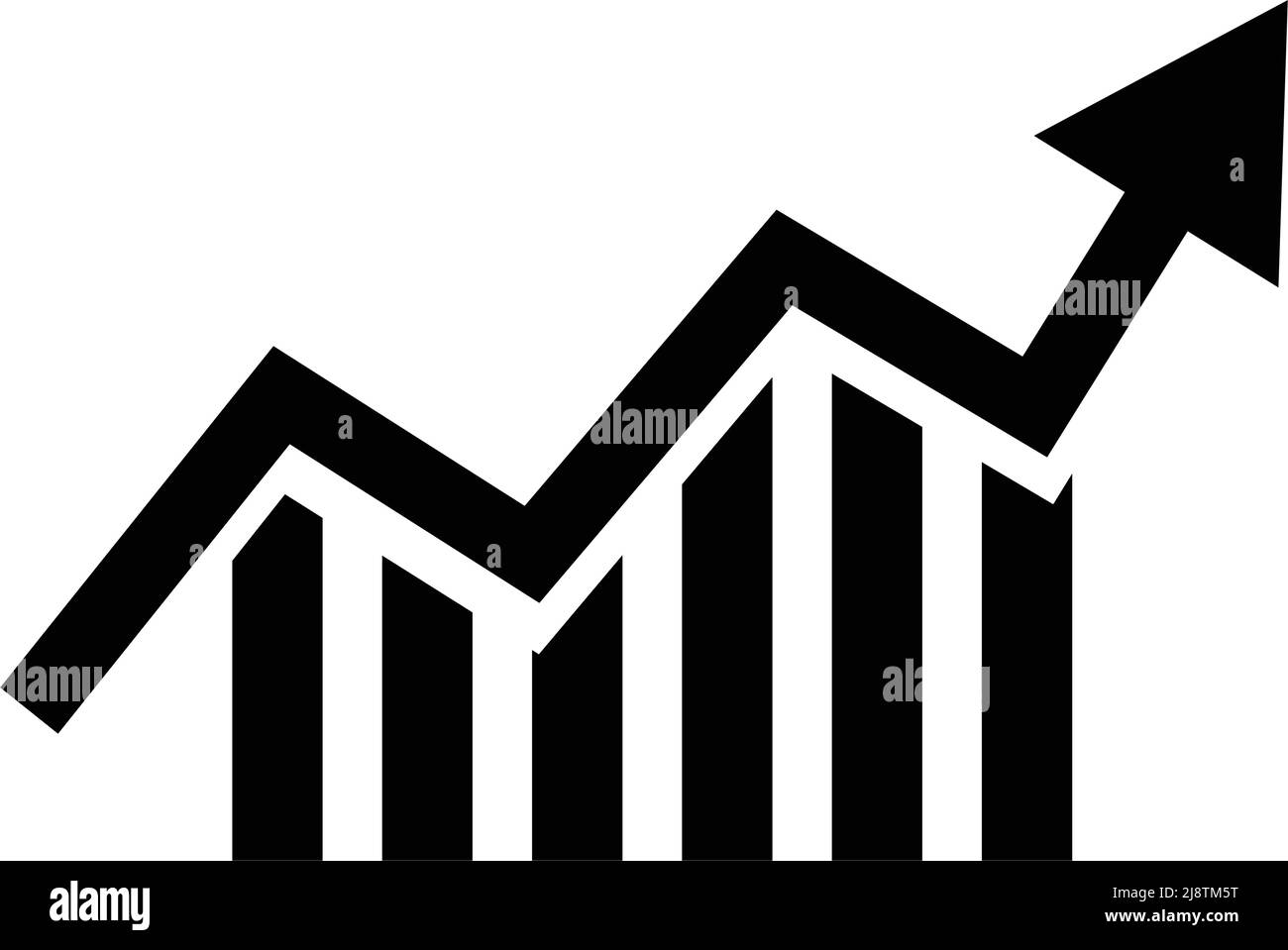 Bar Chart Of Business Performance Arrow And Graph Silhouette Icon