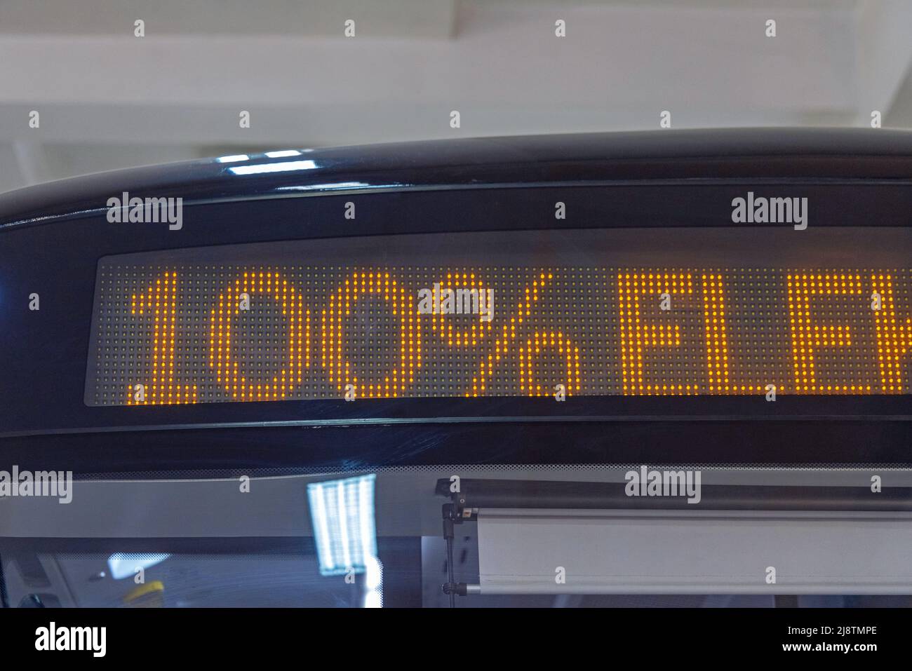 Led Matrix Sign Hundred Percent Electric Transport Bus Stock Photo - Alamy