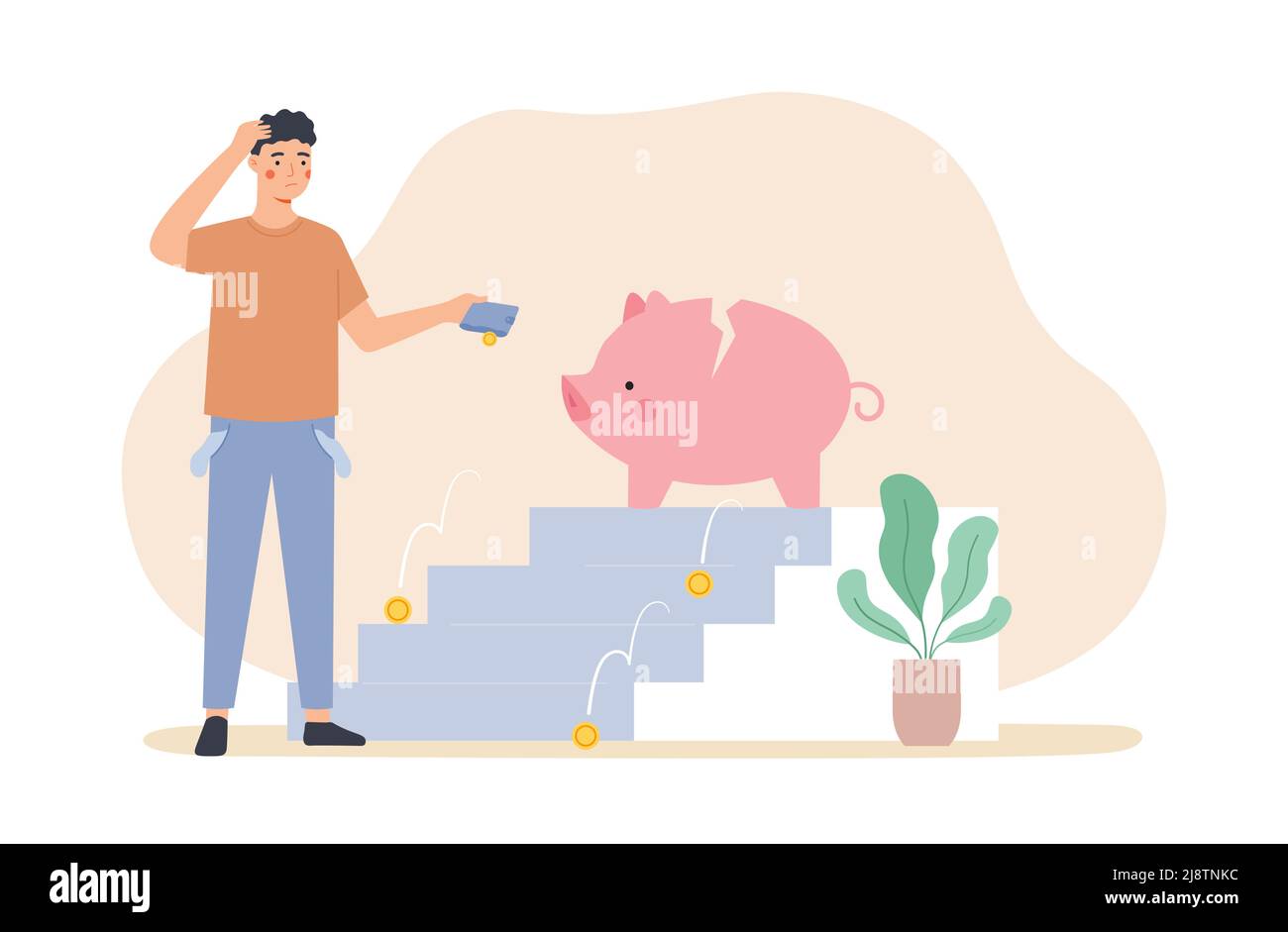 Crisis economic and finance loss. Sad man with empty pockets holding ...
