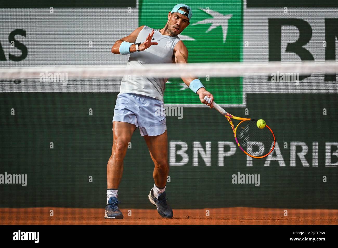 Paris, France, France. 18th May, 2022. Rafael NADAL of Spain during a  training session of Roland-Garros 2022, French Open 2022, Grand Slam tennis  tournament at the Roland-Garros stadium on May 18, 2022