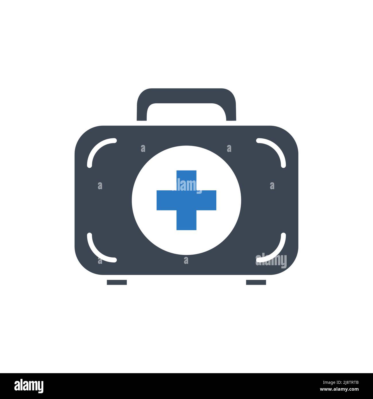 First aid kit related vector glyph icon. Medical Suitcase with medical cross sign. First aid kit sign. Isolated on white background. Editable vector i Stock Vector
