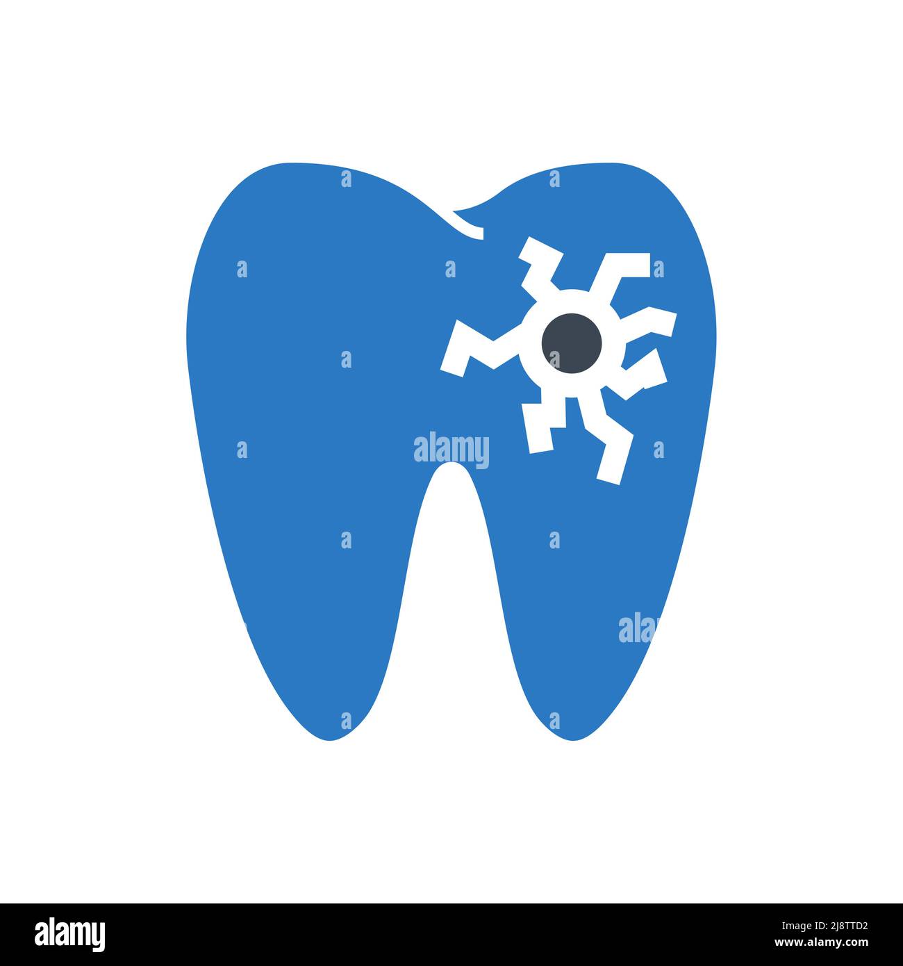 Caries Related Vector Glyph Icon. Caries sign. Tooth icon with lesion. Isolated on White Background Stock Vector