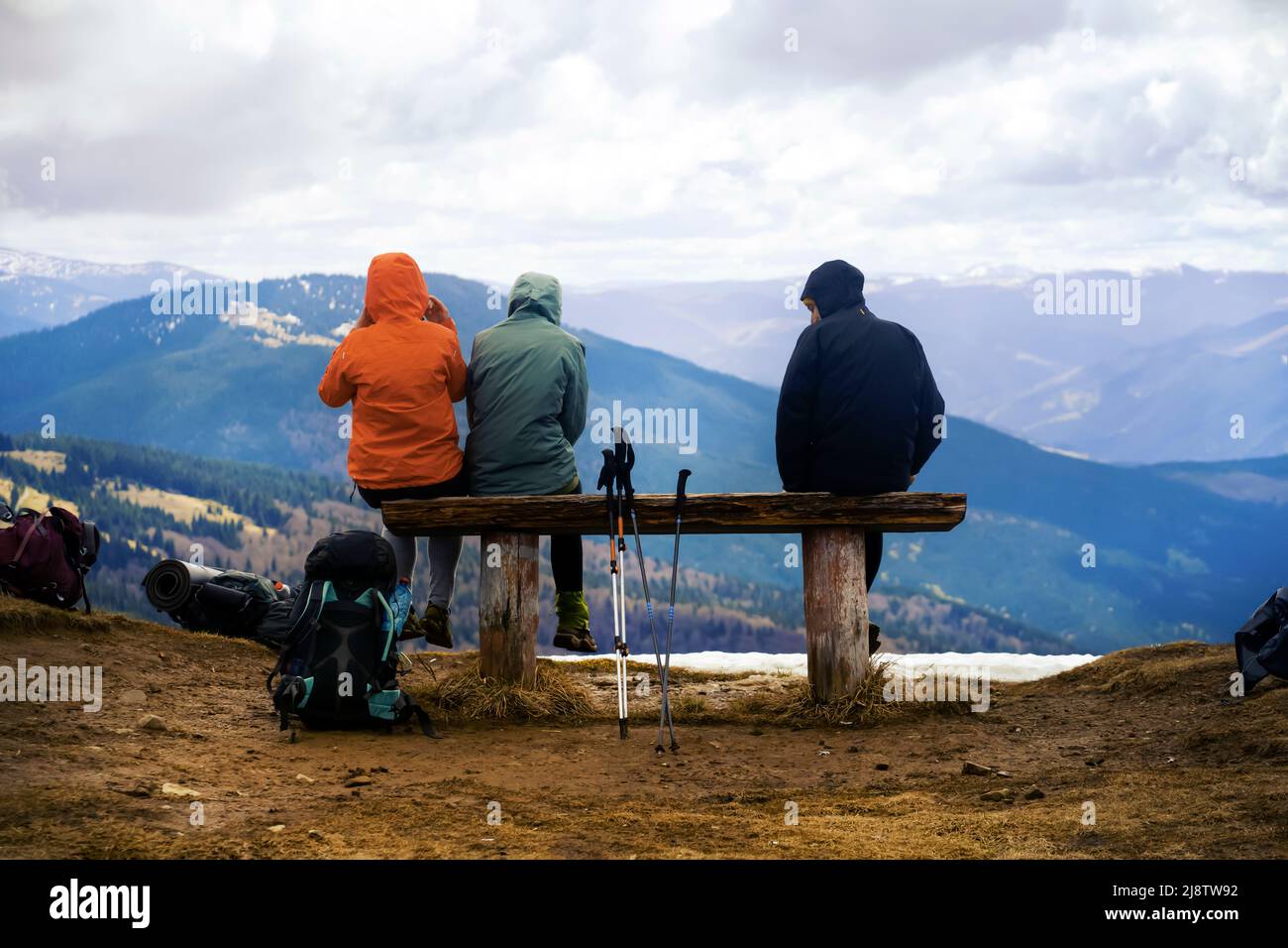 Two men hiking mountains sunset hi-res stock photography and images - Alamy