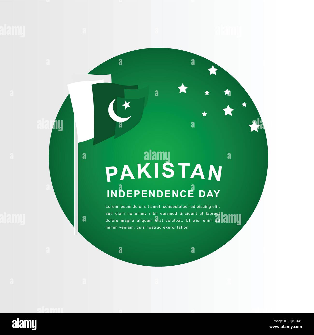 14th August. Pakistan Happy Independence Day greeting card. Stock Vector