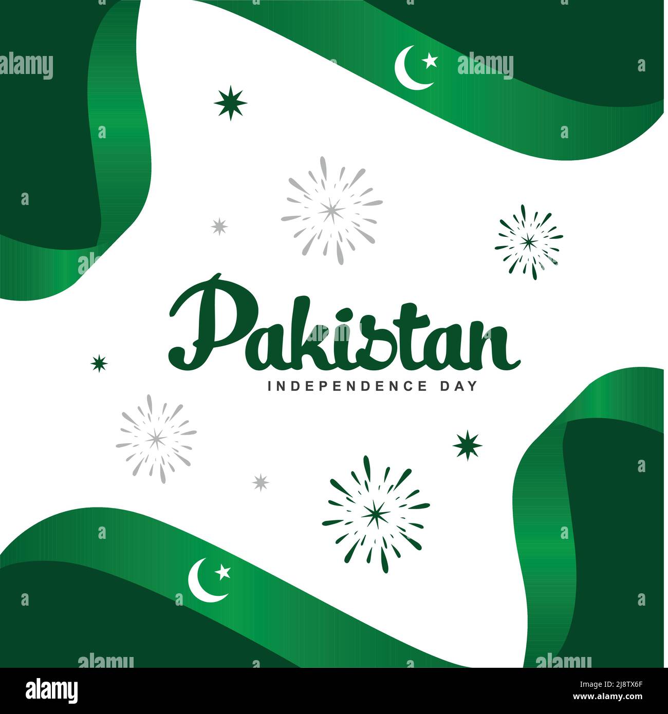 Waving ribbon or banner with flag of Pakistan. Template for poster design Stock Vector
