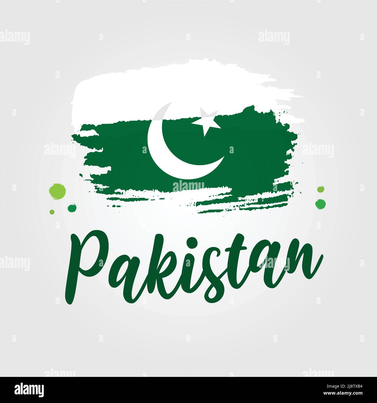 Independence day of Pakistan. Watercolor brush stroke flag background. Modern national country flag with Abstract Stock Vector