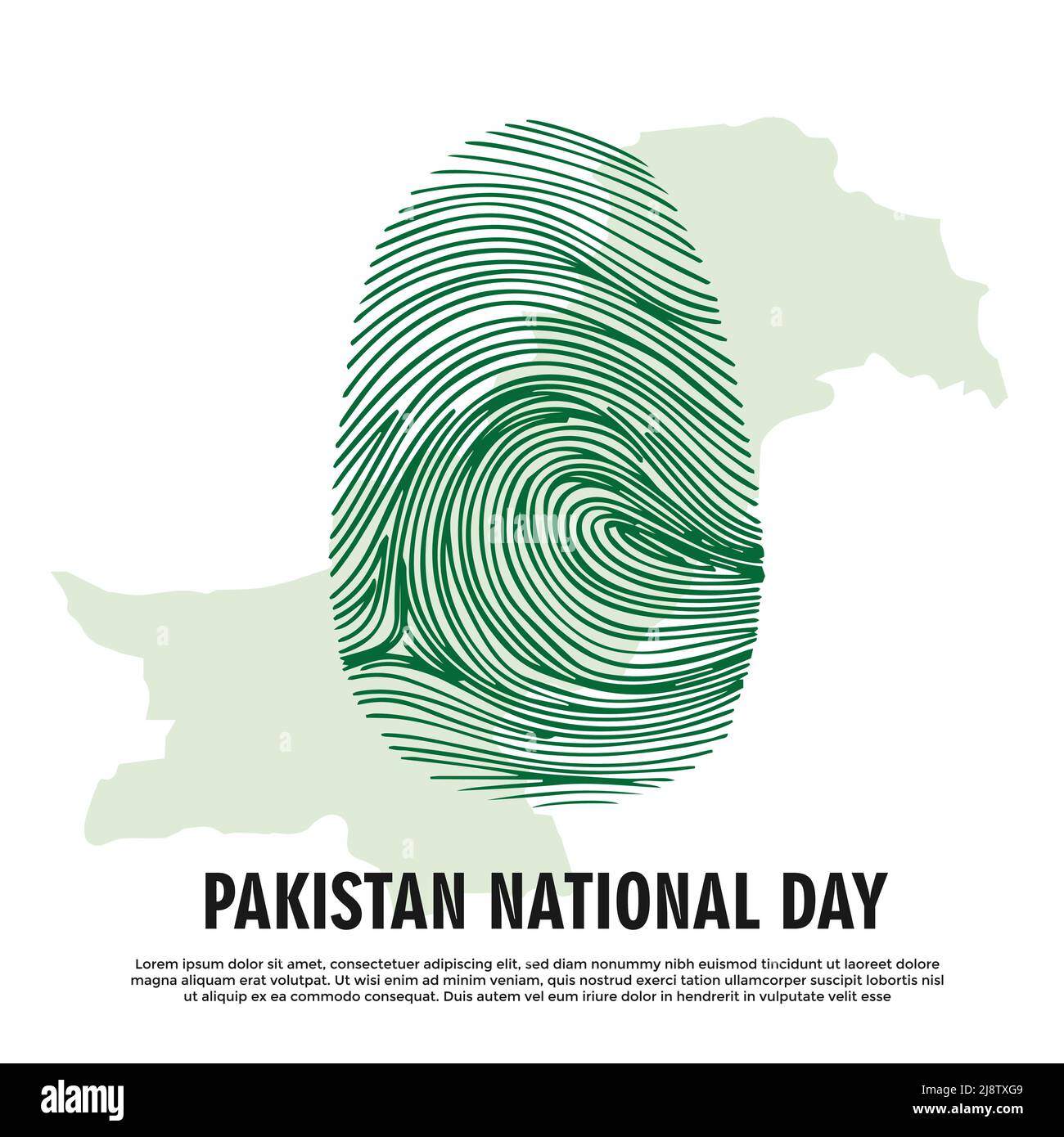 My identity is Pakistan National Day celebration with thumb lines on Pakistan map Stock Vector