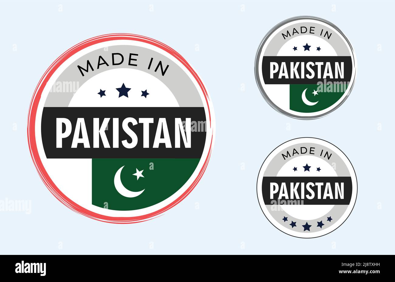 Made in Pakistan set of labels, stamps, stickers with Pakistan flag