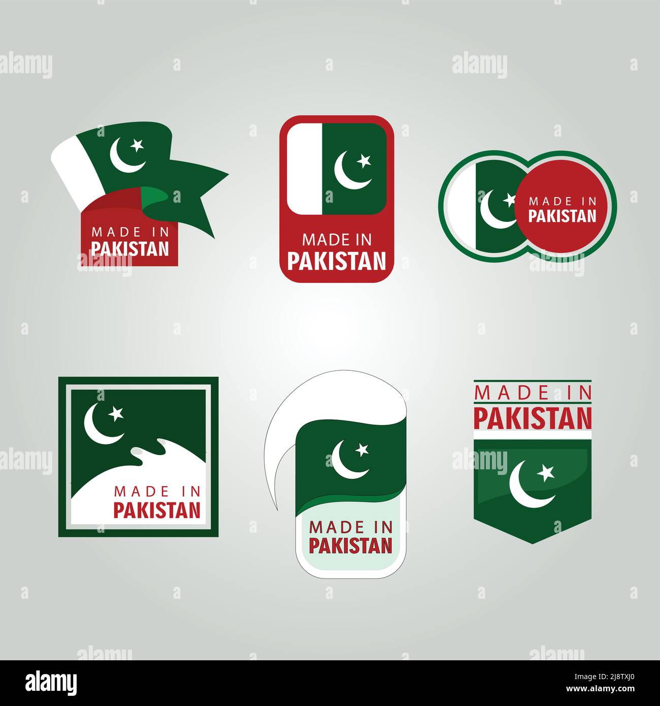 Made in Pakistan Label, Stamp, Badge, or Logo. With The National Flag of Pakistan. Stock Vector