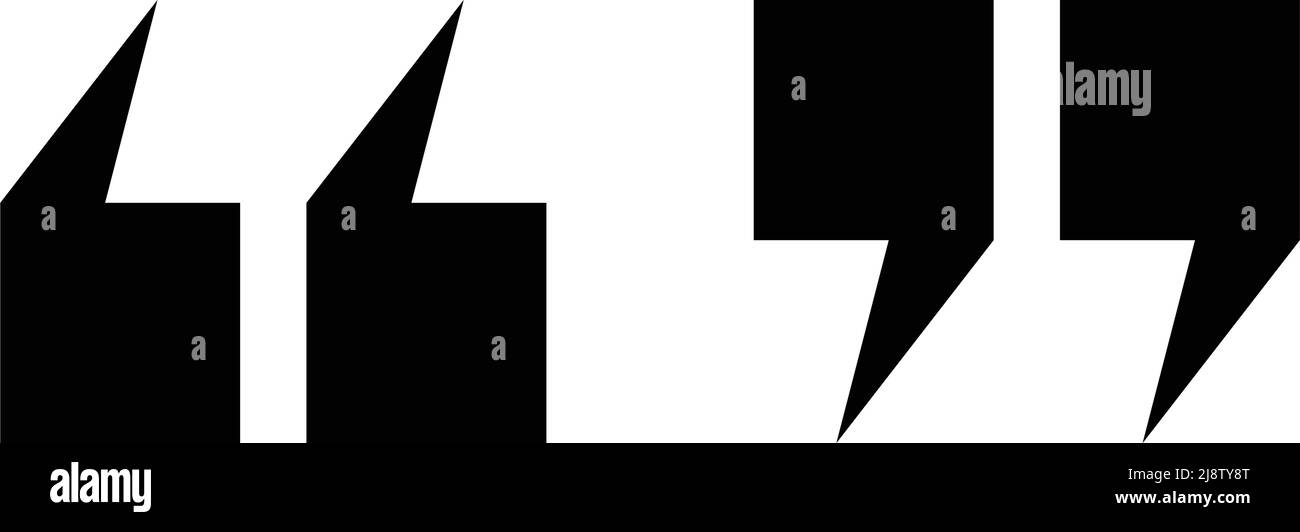 Black double quotation icon set. Editable vector. Stock Vector