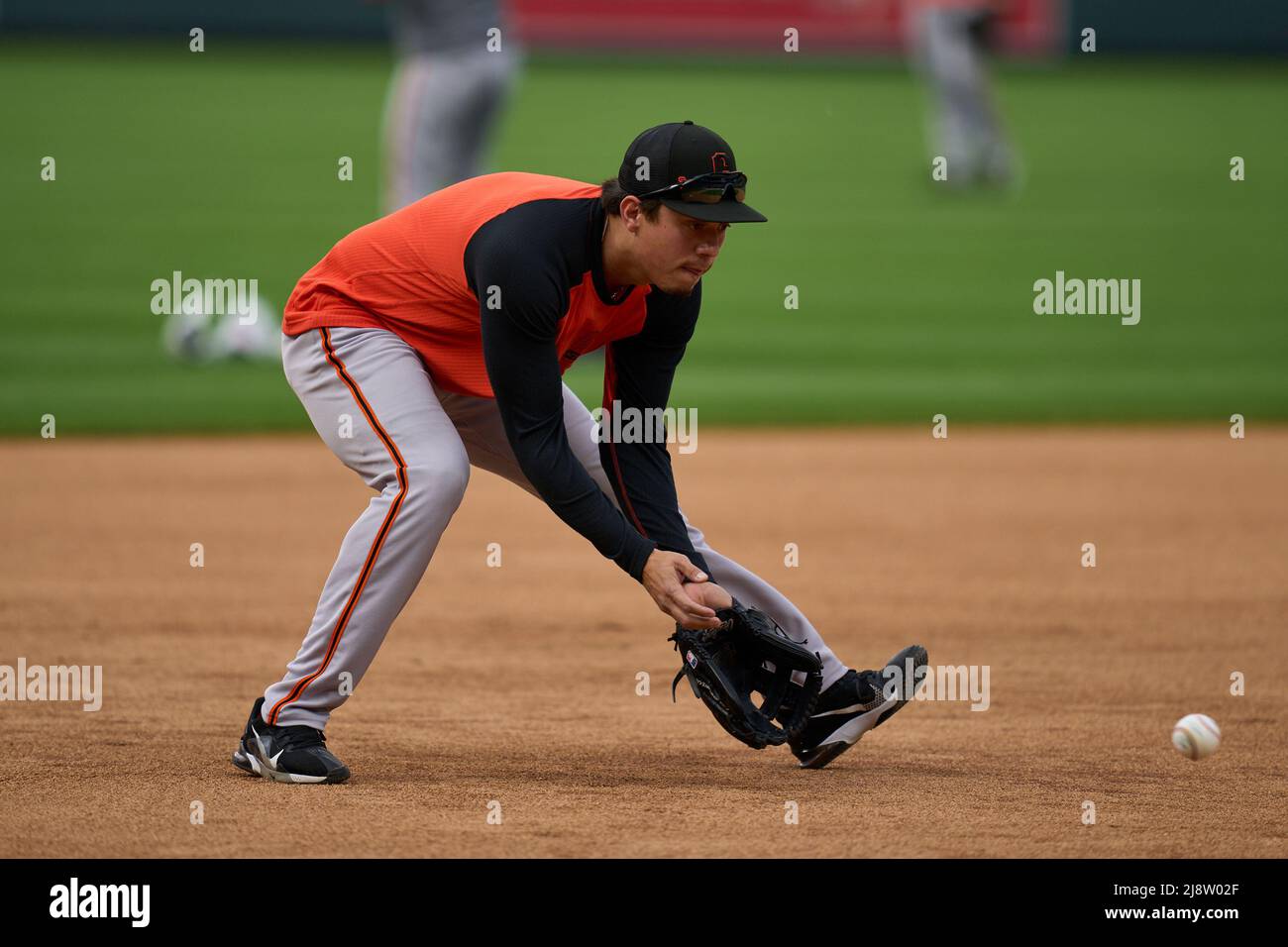 Denver CO, USA. 17th May, 2022. San Francisco thrid baseman Wilmer Flores (41) during pre game with Washington Nationals and Colorado Rockies held at Coors Field in Denver Co. David Seelig/Cal Sport Medi. Credit: csm/Alamy Live News Stock Photo