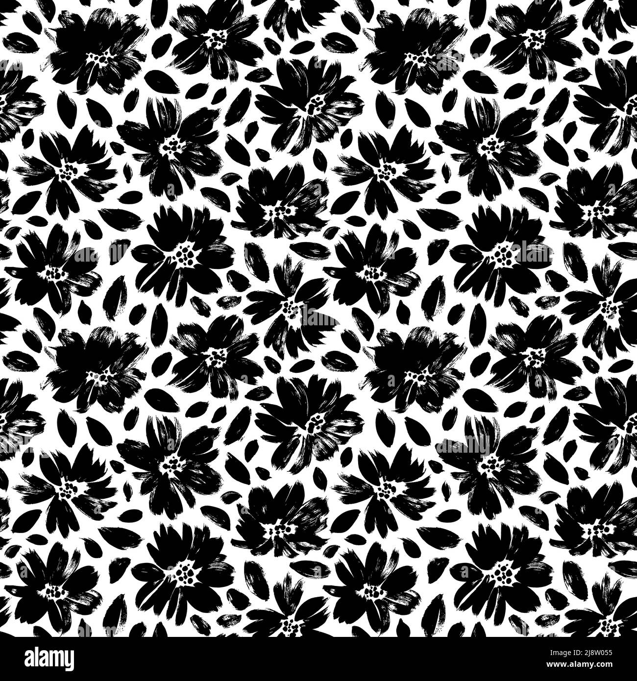 Spring flowers hand drawn vector seamless pattern. Stock Vector