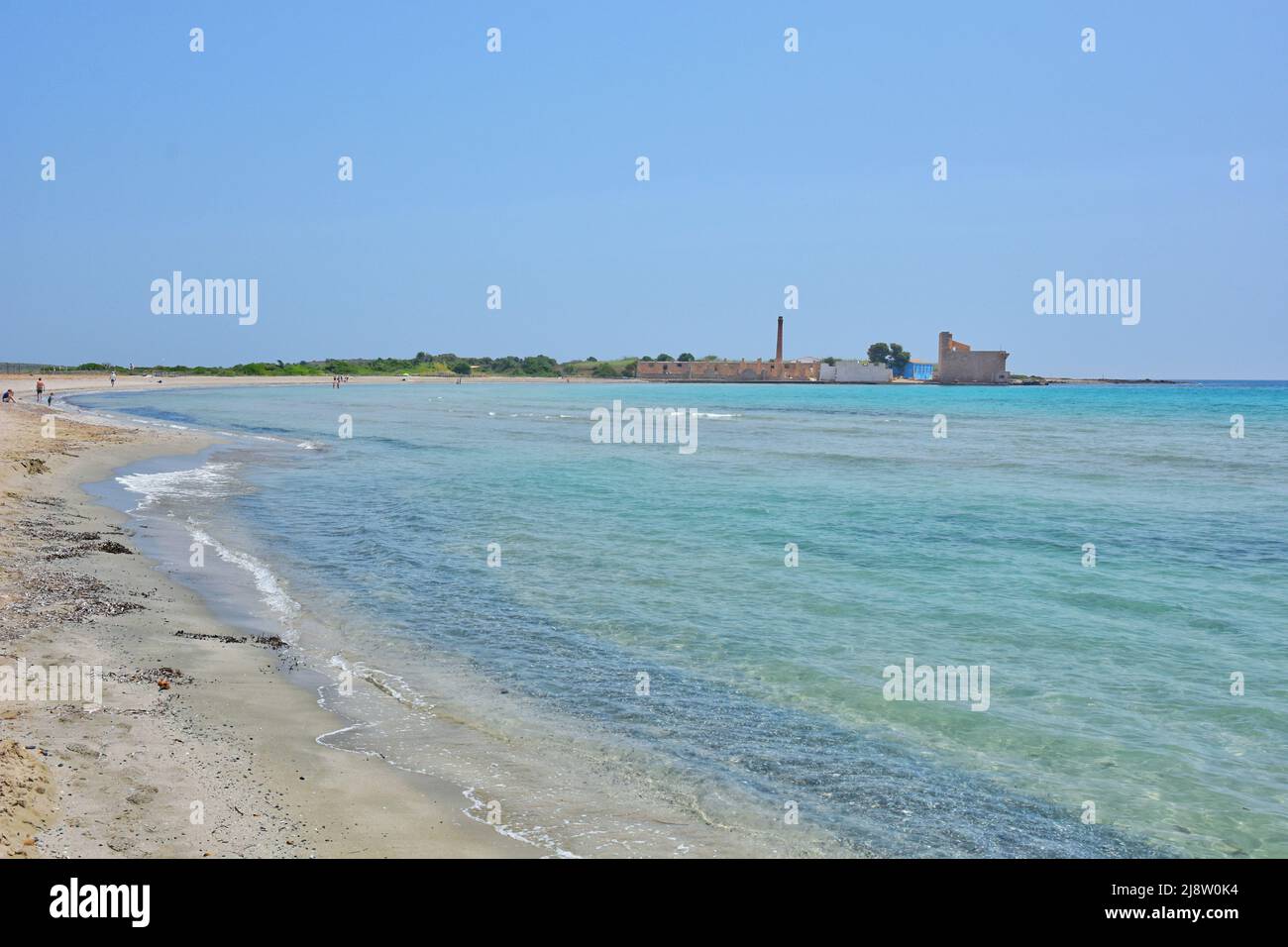 The beach of the marine reserve of Vendicari, a natural oasis in Sicily, Italy. Stock Photo