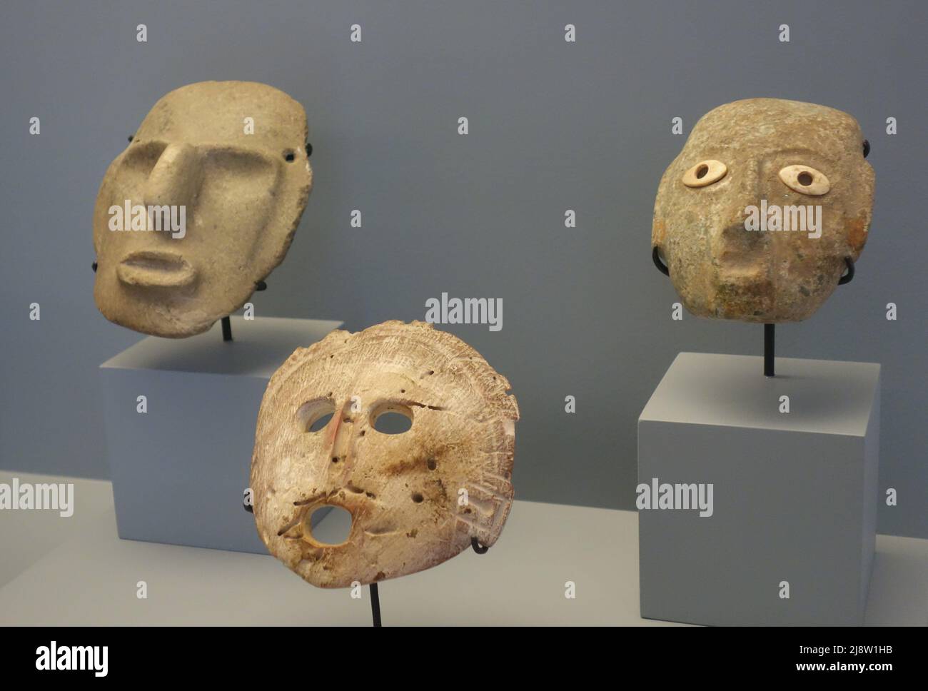 Precolumbian Masks, Mezcala Tradition of Preclassic or Early Classic Stock Photo