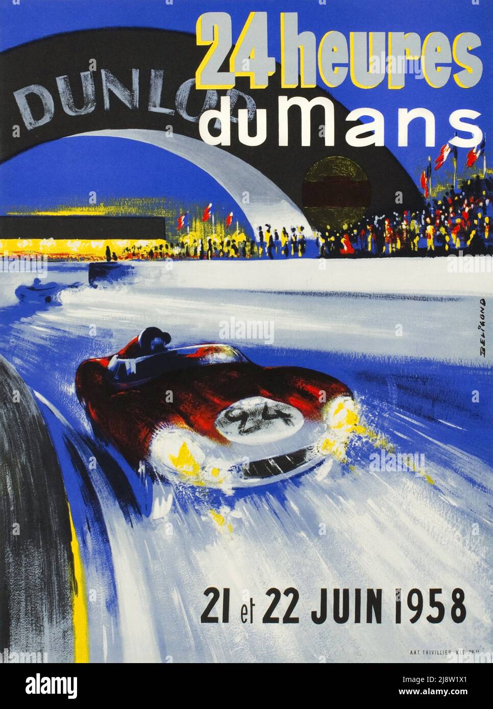 Vintage 1950s Race Poster - 24 Hours of Le Mans -1958 Stock Photo