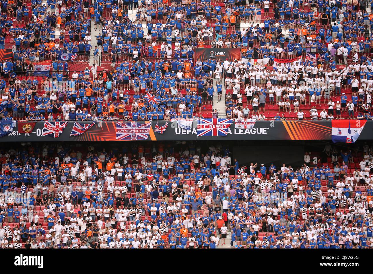 Rangers fans in the stands during the UEFA Europa League Final at the Estadio Ramon Sanchez-Pizjuan, Seville. Picture date: Wednesday May 18, 2022. Stock Photo