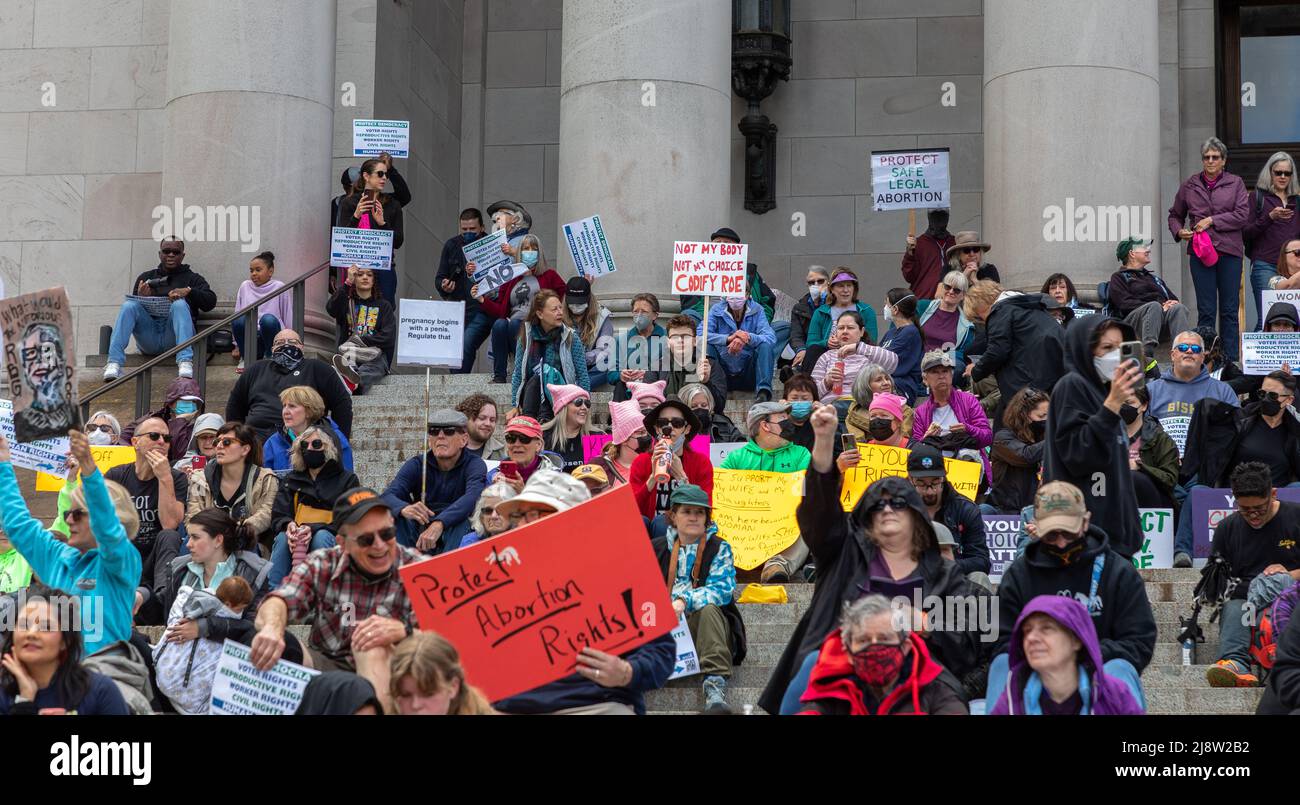 Ban off our body's rally and march at capitol building, May 14,2022 Olympia, Washington Stock Photo