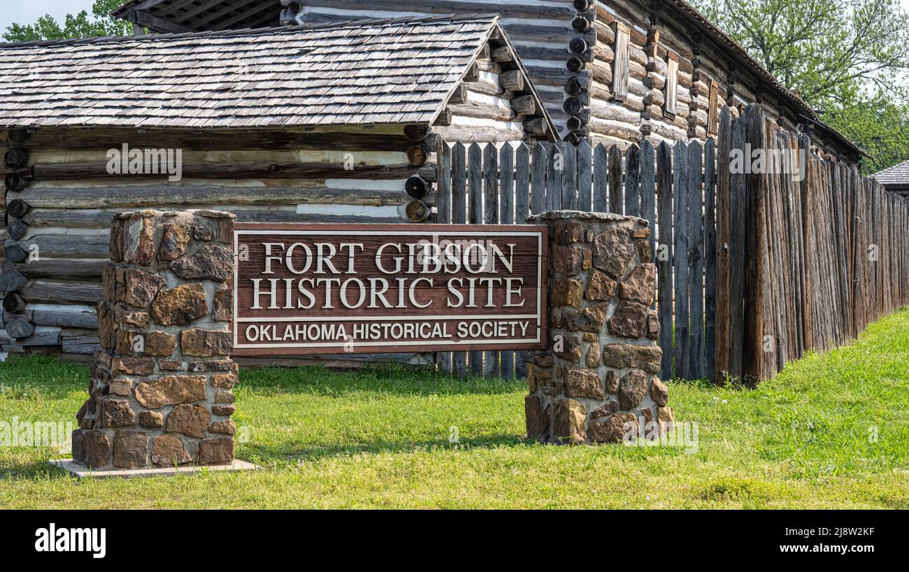 Fort Gibson Historic Site, an historic military post in Oklahoma that guarded the American frontier in Indian Territory from 1824 until 1888. (USA) Stock Photo