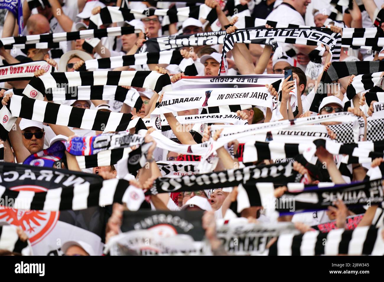 Eintracht Frankfurt fans ahead of the UEFA Europa League Final at the Estadio Ramon Sanchez-Pizjuan, Seville. Picture date: Wednesday May 18, 2022 Photo - Alamy