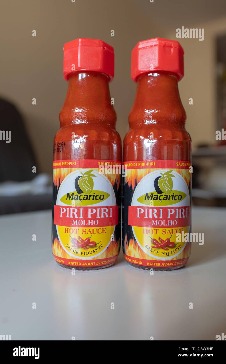 Albufeira, Algarve, Portugal 6 May 2022 . Close up one a bottles of