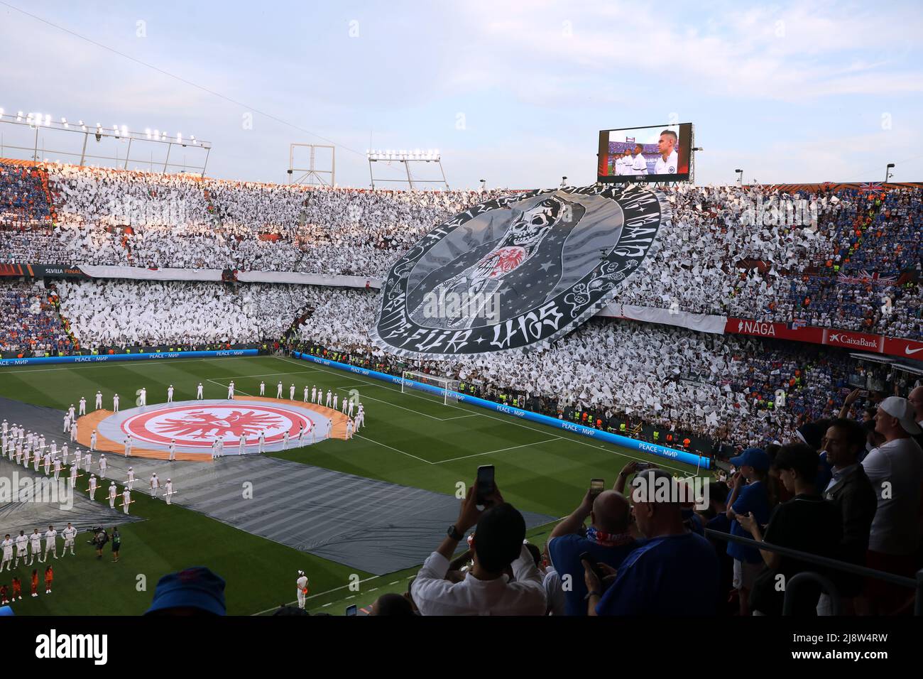 Eintracht Frankfurt fans in the stands during the UEFA Europa League Final at the Estadio Ramon Sanchez-Pizjuan, Seville. Picture date: Wednesday May 18, 2022. Stock Photo