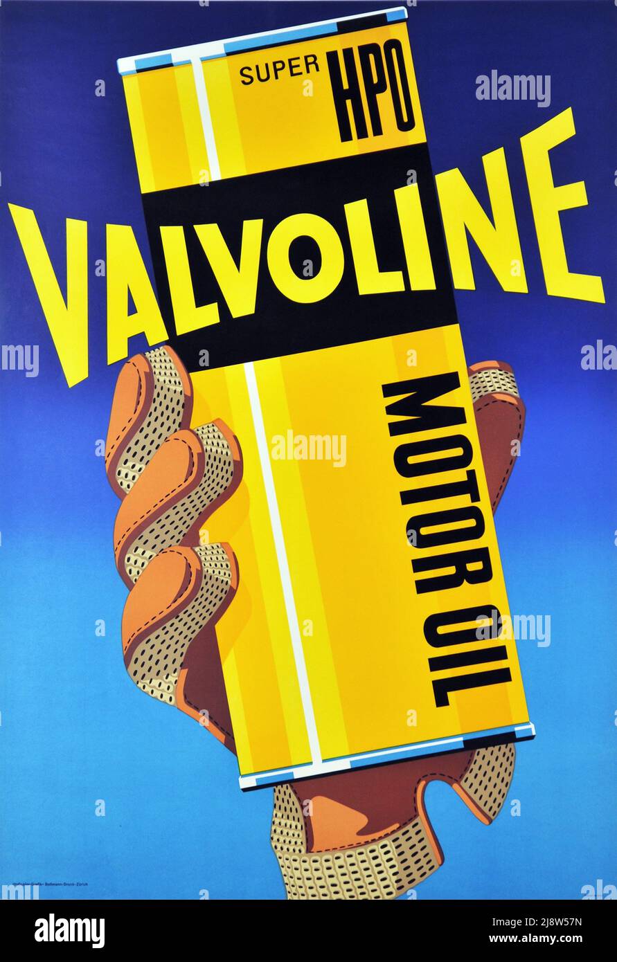 Vintage 1950s Advertising poster for - Valvoline Motor Oil Stock Photo