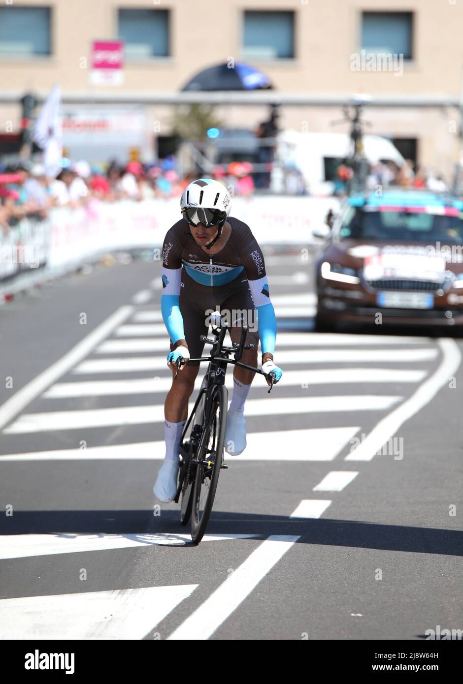 Verona, VR, Italy - June 2, 2019: Cyclist VUILLERMOZ ALEXIS of AG2R Team at Tour of Italy also called Giro d'Italia is a cycling race with many cyclis Stock Photo