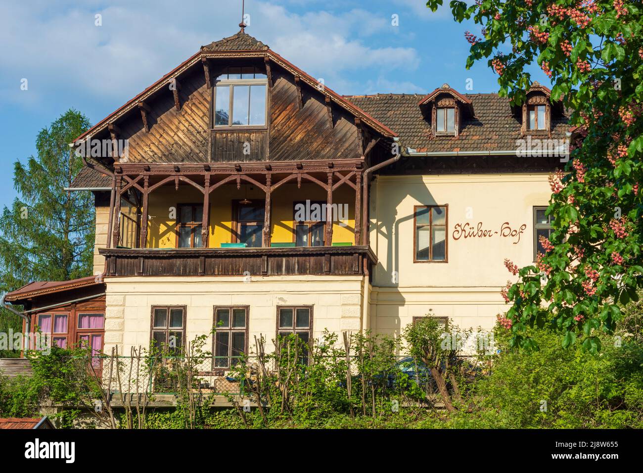 Payerbach: historic house in hamlet Küb in Wiener Alpen, Alps, Niederösterreich, Lower Austria, Austria Stock Photo