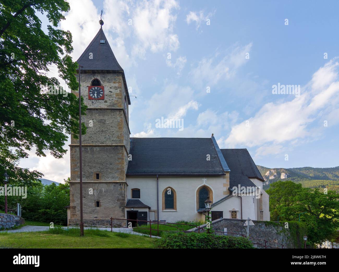 Payerbach: church Payerbach in Wiener Alpen, Alps, Niederösterreich, Lower Austria, Austria Stock Photo