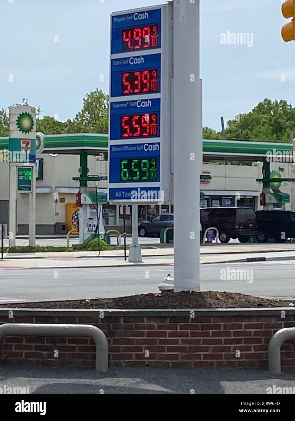 New York NY May 18: Gas prices spike to nearly five dollars and over in ...