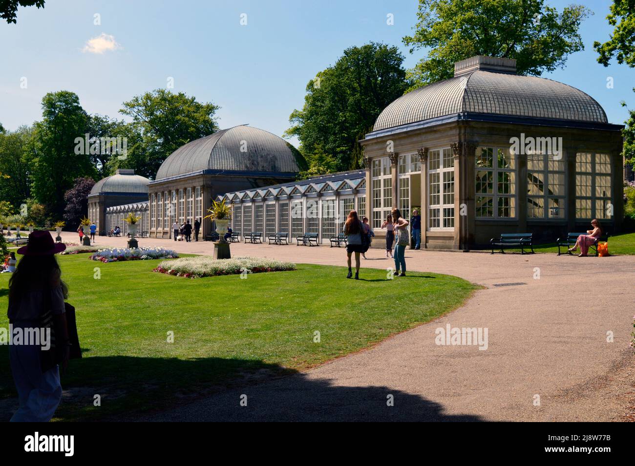 SHEFFIELD. SOUTH YORKSHIRE. ENGLAND. 05-14-22. The Botanical Gardens Conservatory, housing displays of tropical plants and also used a venue. Stock Photo