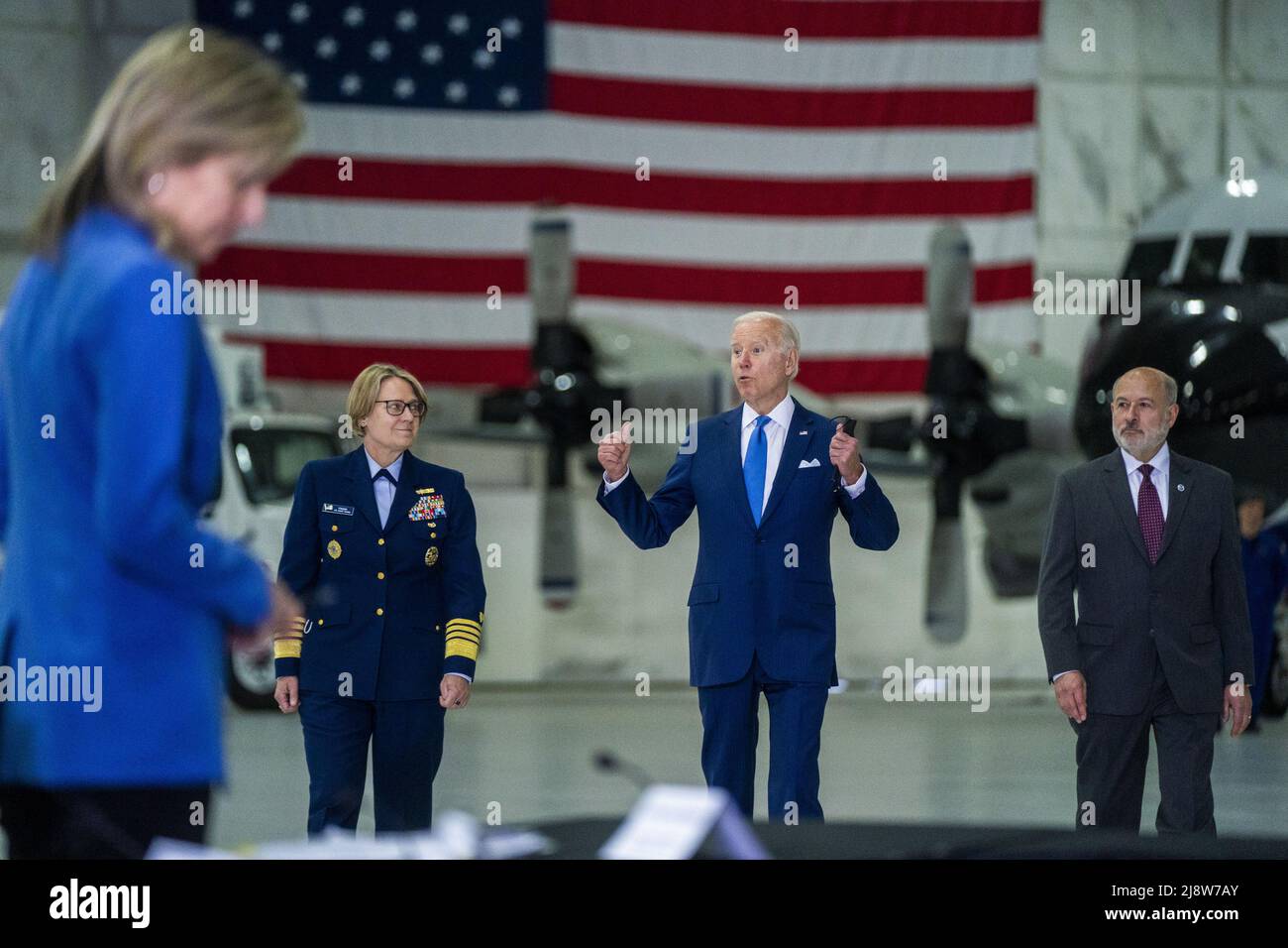 Joint Base Andrews, United States. 18th May, 2022. US President Joe Biden walks to a briefing on interagency efforts to prepare for and respond to hurricanes this season at Joint Base Andrews in Maryland, om Wednesday, May 18, 2022. Photo by Shawn Thew/UPI Credit: UPI/Alamy Live News Stock Photo