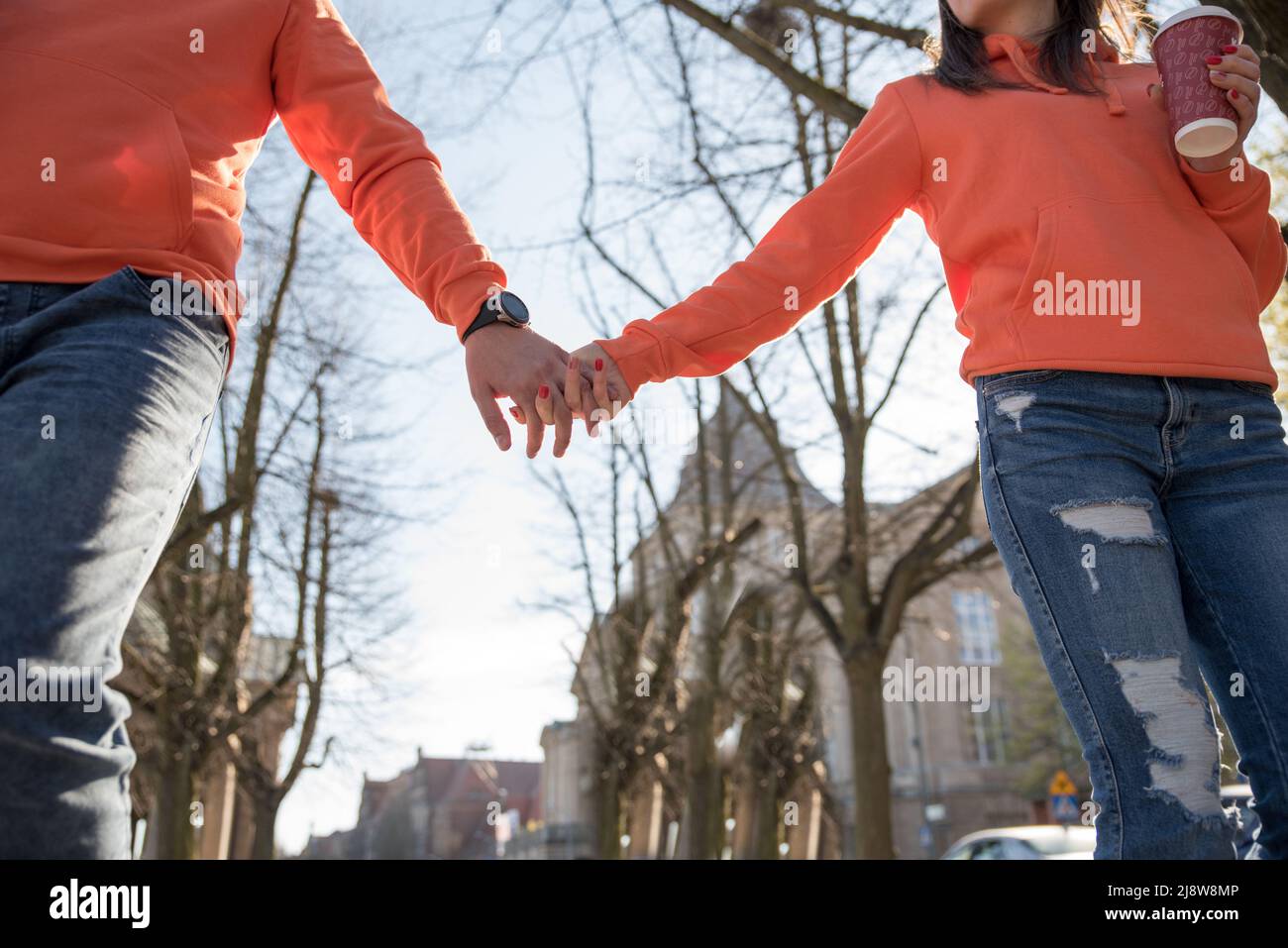 Girlfriend Boyfriend Holding Hands Walking Together Stock Photo 1142094725